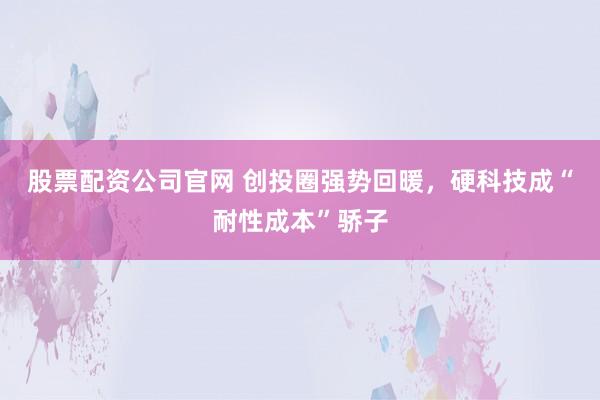 股票配资公司官网 创投圈强势回暖，硬科技成“耐性成本”骄子