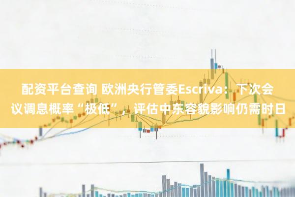 配资平台查询 欧洲央行管委Escriva：下次会议调息概率“极低”，评估中东容貌影响仍需时日