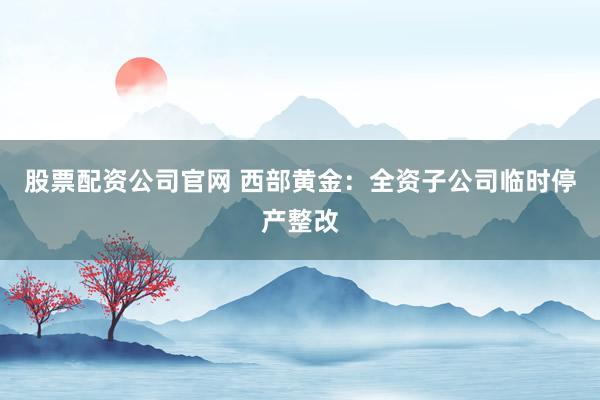 股票配资公司官网 西部黄金：全资子公司临时停产整改