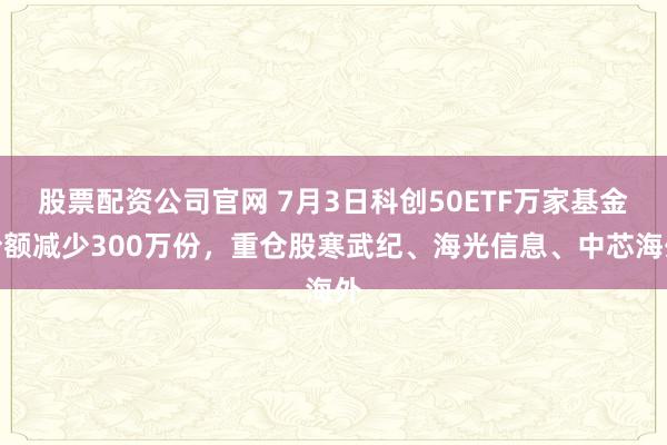 股票配资公司官网 7月3日科创50ETF万家基金份额减少300万份，重仓股寒武纪、海光信息、中芯海外